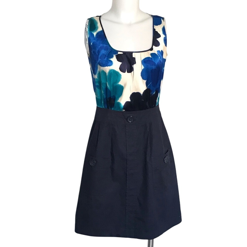 TABITHA BLUE SILK‎ WATERCOLOR  FLORAL DRESS